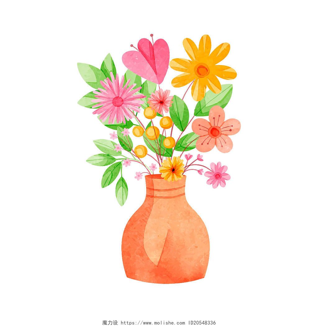 粉色母亲节花卉插画元素素材